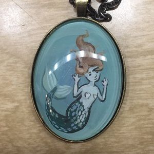 Hand Painted Mermaid Necklace